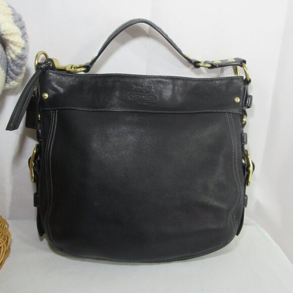 XL ZOE EDITORIAL BAG NEAR MINT CONDITION BLACK LEATHER BRASS HARDWARE - Picture 7 of 16